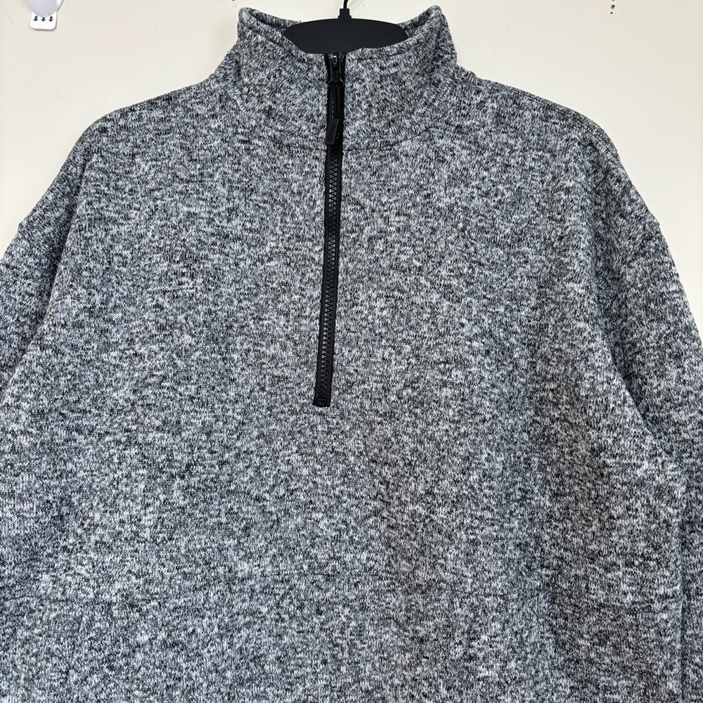 PINK Victoria's Secret oversize gray 1/3 Zip mock Neck slouchy knit sweatshirt S - Picture 6 of 16